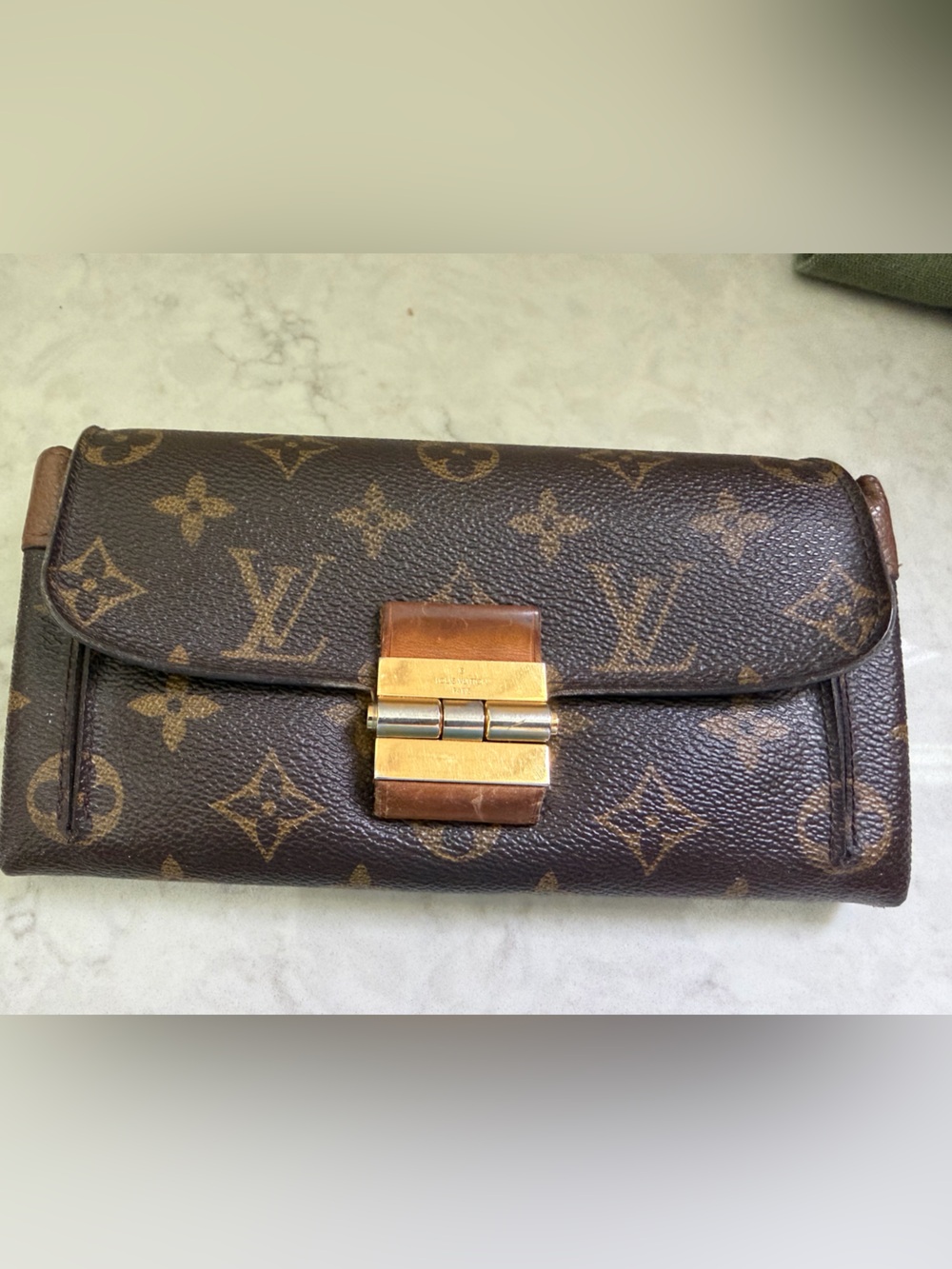 Louis Vuitton Leather Elysee Wallet in Brown with Gold Hardware